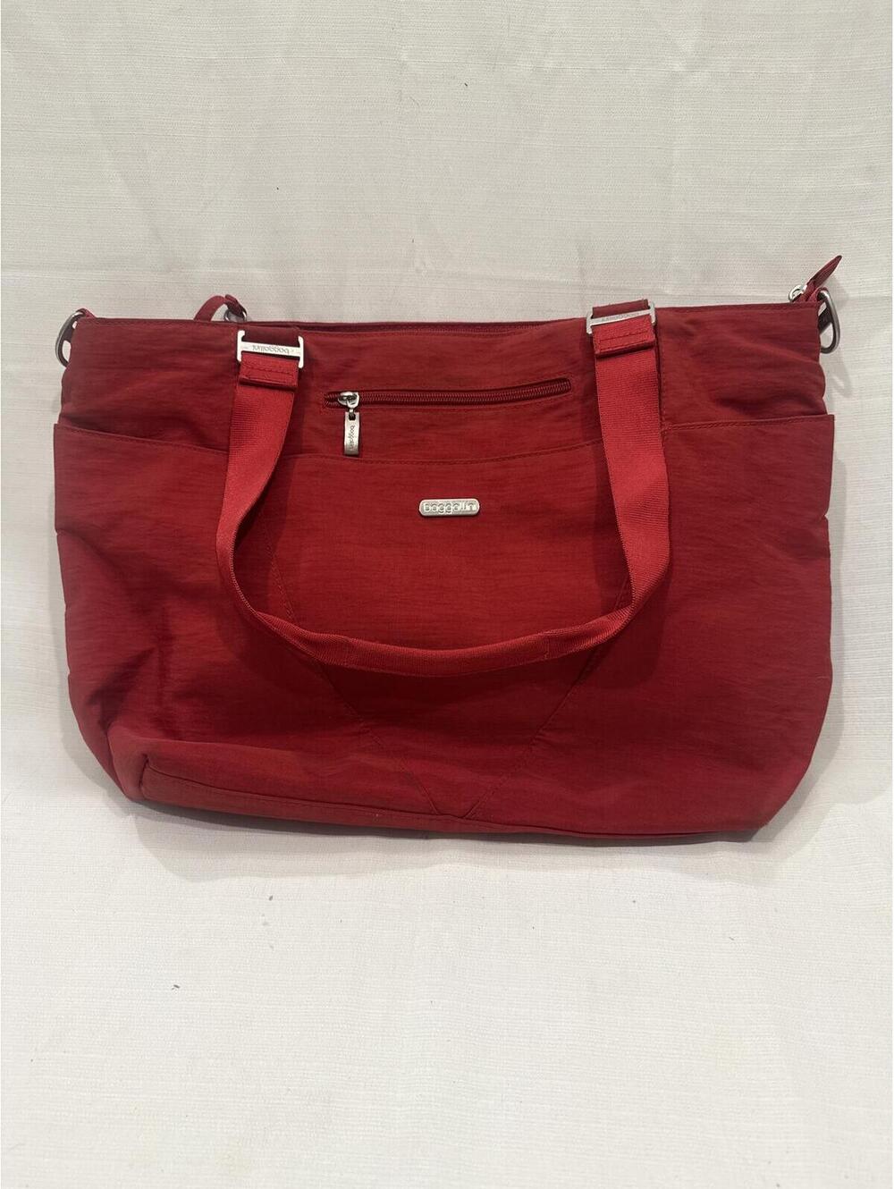 Baggallini Red Nylon Tote Shoulder Bag with Multiple Pockets
